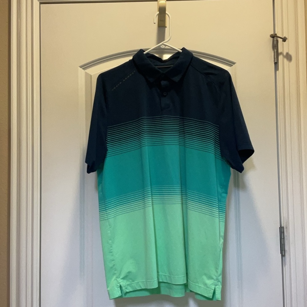 Under Armour Men's Polo - Navy and Teal Gradient
